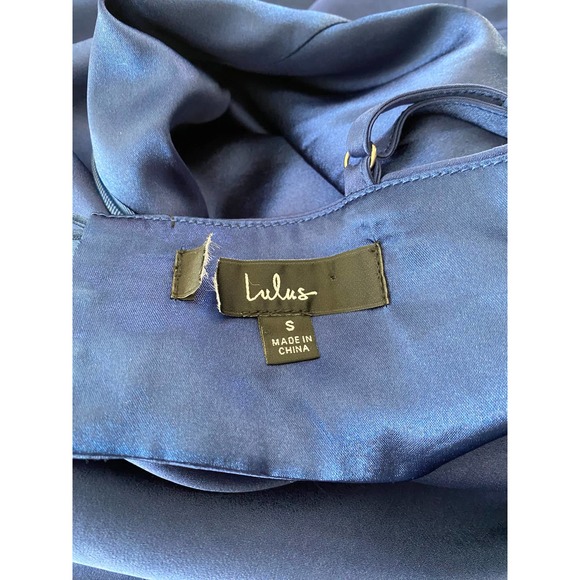 NWOT Divine Romance Navy Blue Satin Backless Maxi Dress - Picture 10 of 10